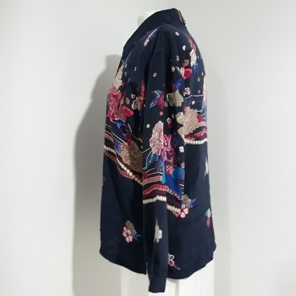 Senfong floral Long-Sleeve button down collared shirt size M/L - Picture 4 of 8